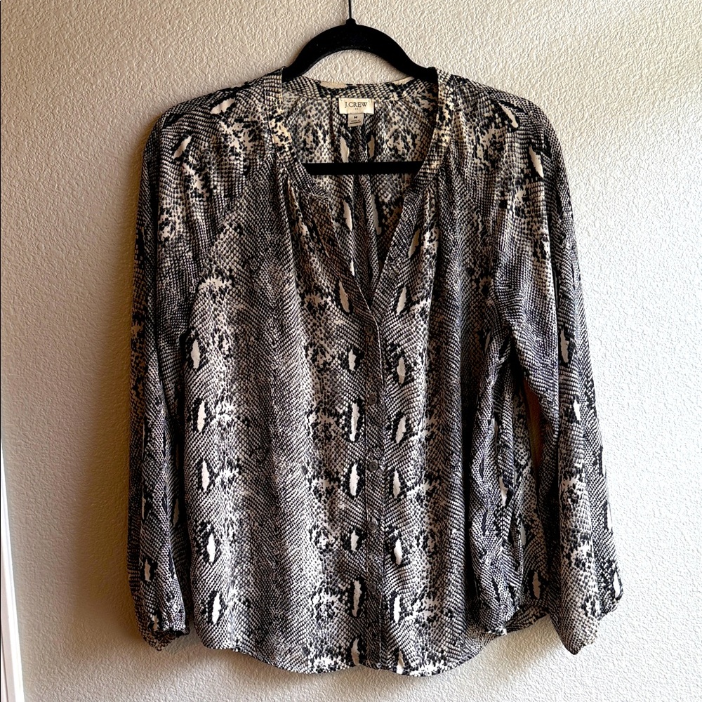 J. Crew Black and White Python Pattern Blouse